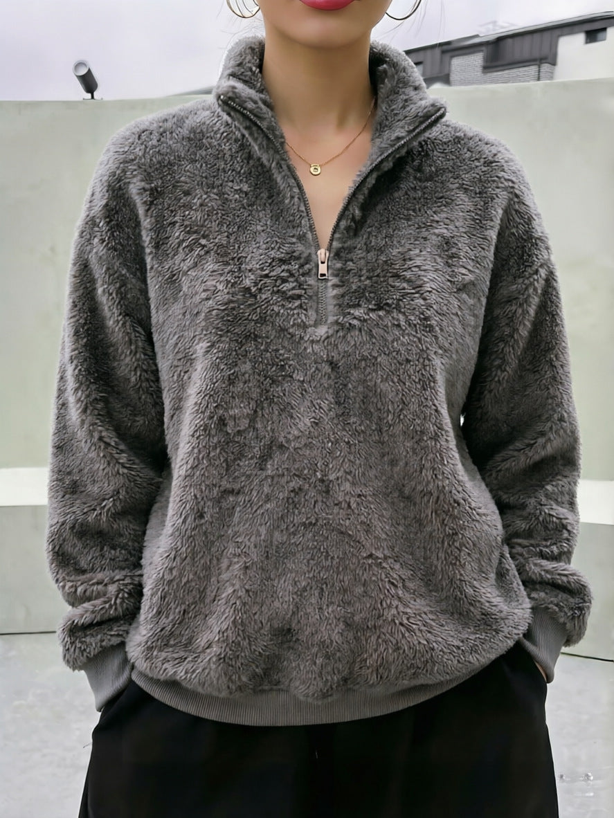Women's Veet Fleece-lined Stand Collar Leisure Sweaters