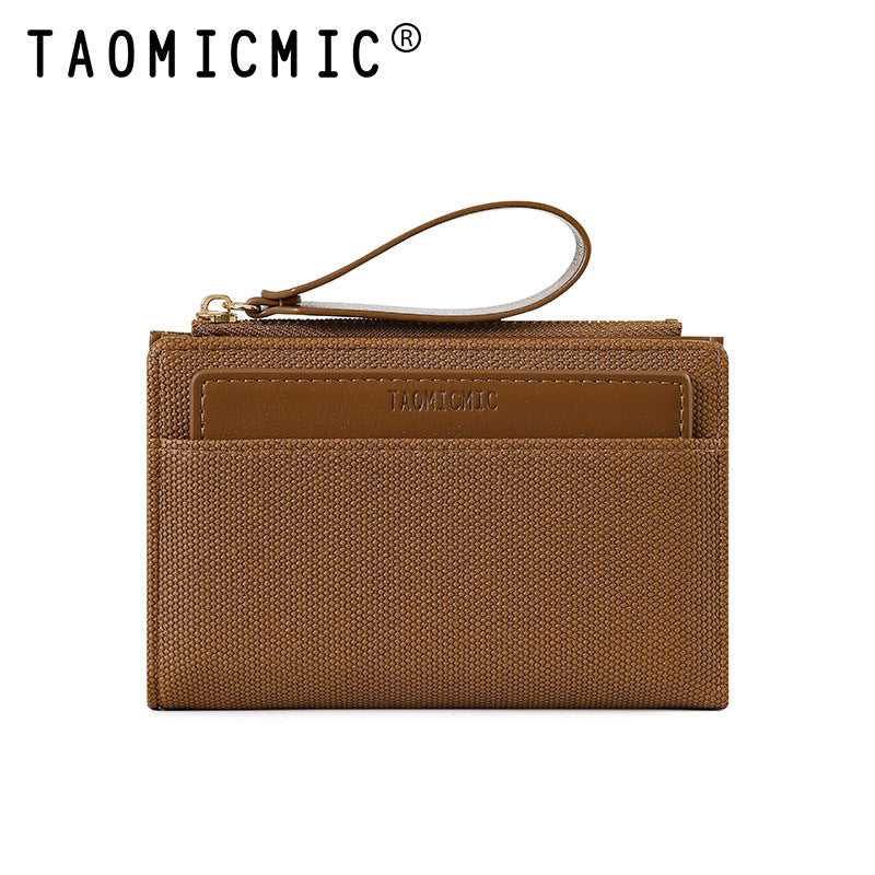 Women's Short Pocket Money Multiple Slots Canvas Pattern Ladies Wallets