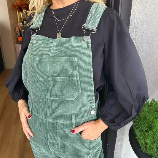 Women's Versatile Corduroy Button Pocket Ripped Suits