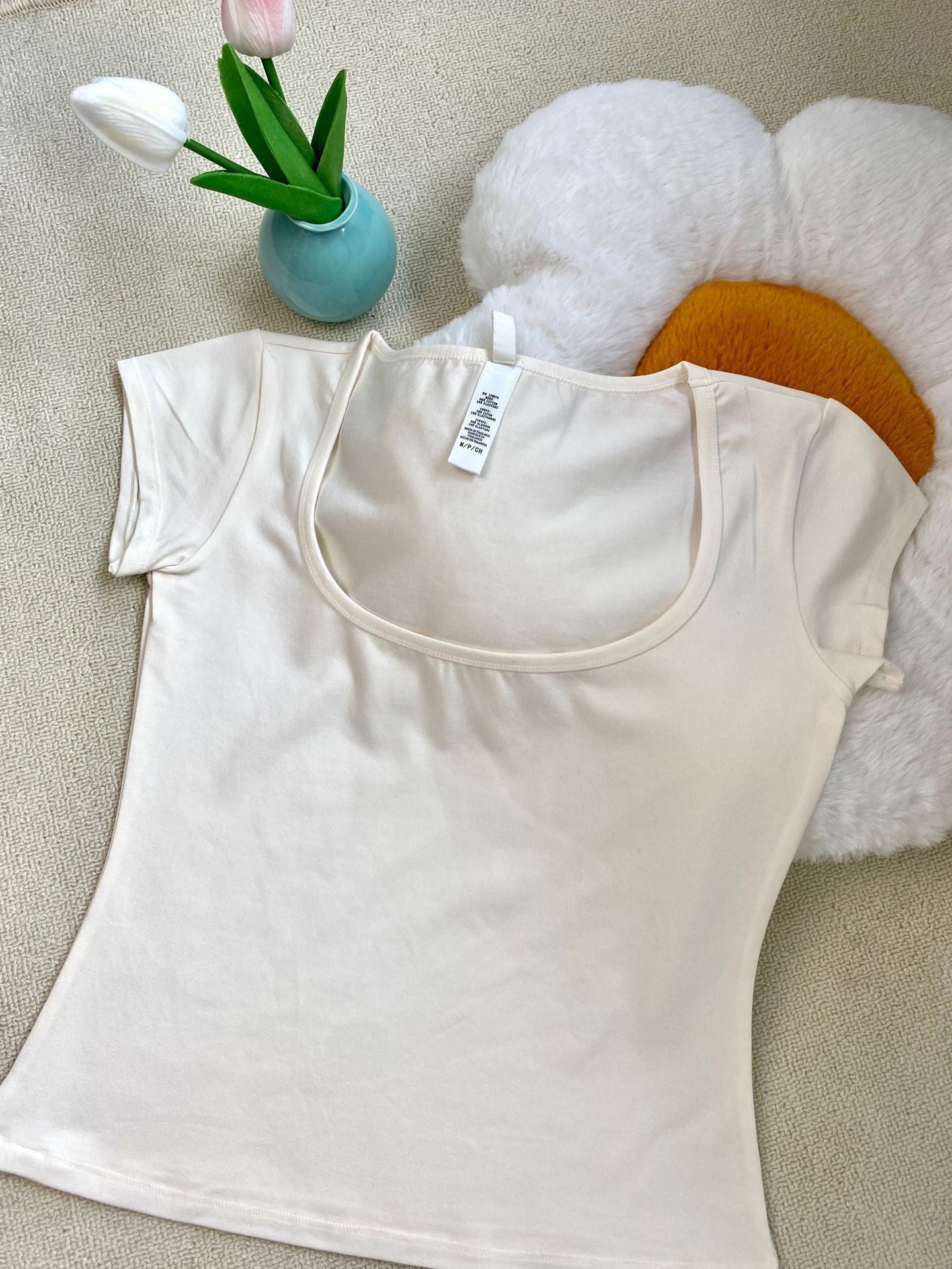 Hot Square Collar Slimming Sleeve T-shirt Blouses