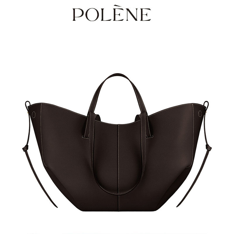 Women's Style Cowhide Large Capacity Totes Pleated Shoulder Bags