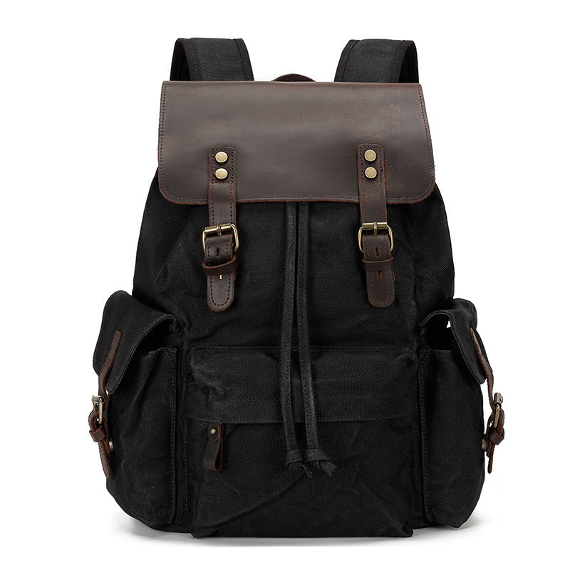 Leather Canvas Trend Computer Waterproof Oil Backpacks