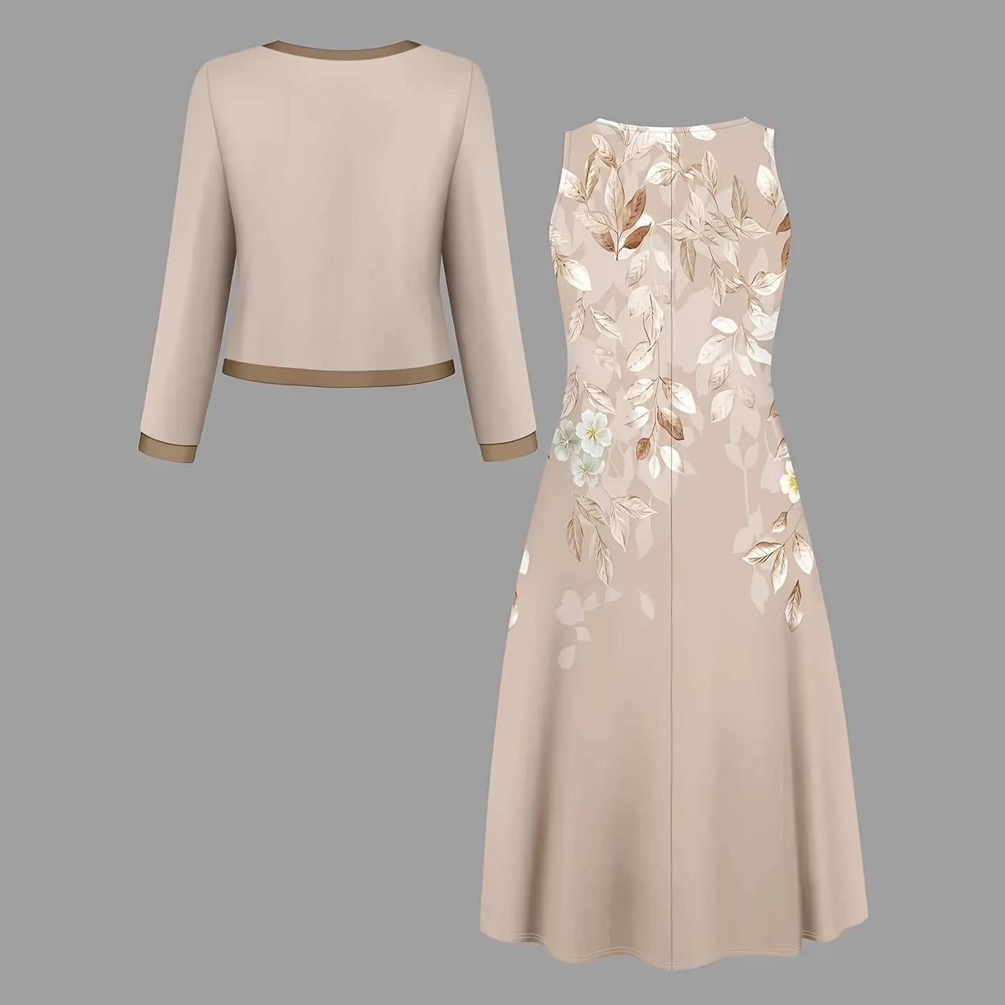 Autumn Print Two-piece Sleeveless Round Neck Suits