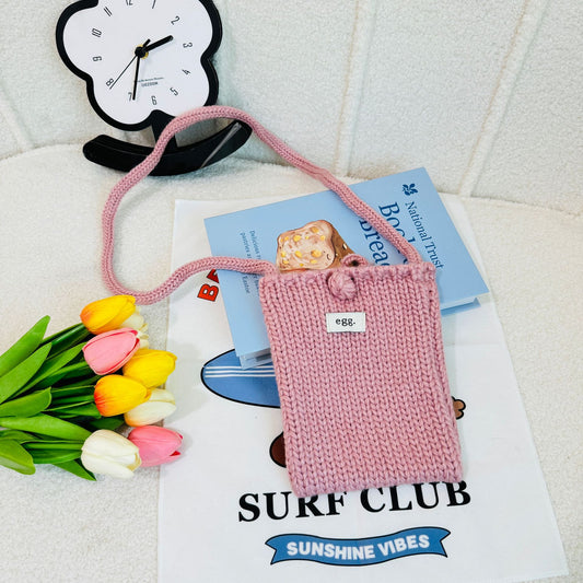 Women's Korean Style Hand-woven Cute Mobile Knitted Crossbody Bags