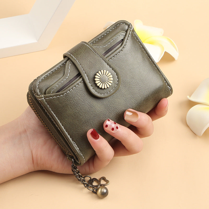 Women's Oil Wax Leather Fashion Hasp Zipper Ladies Wallets