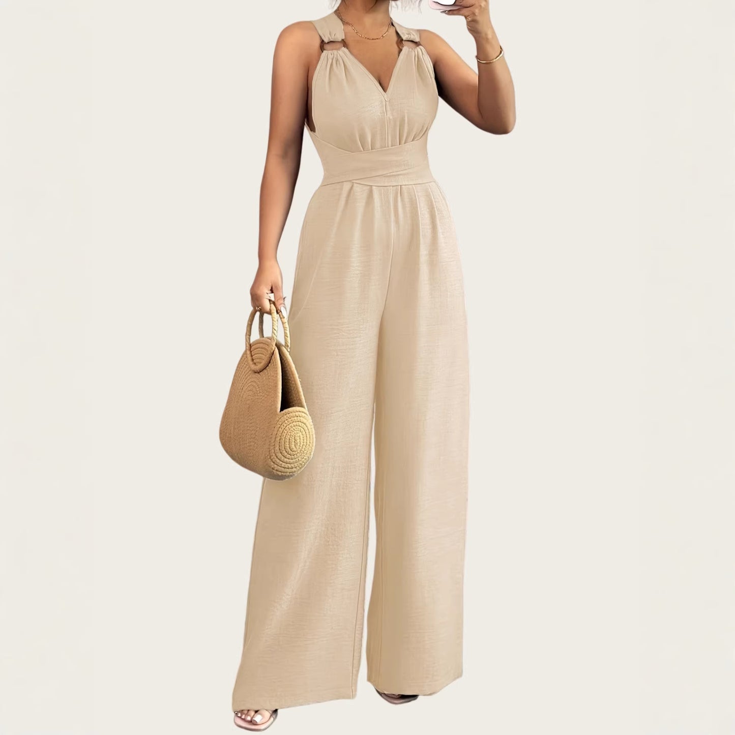 Women's Fashion Sexy Backless Cross Belt Wide Women's Jumpsuit/clothing