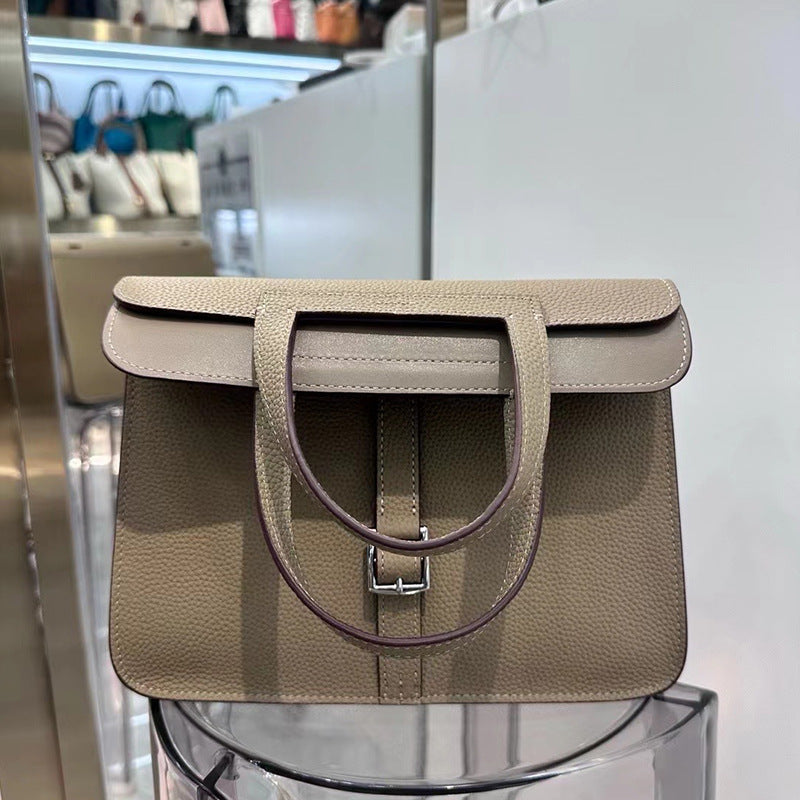 Genuine Leather Saddle Vachette Clasp Portable Handbags