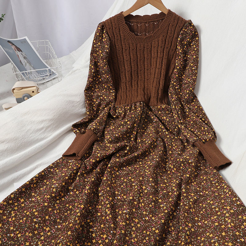 Style Stitching Lace Up Slimming Knitted Dresses