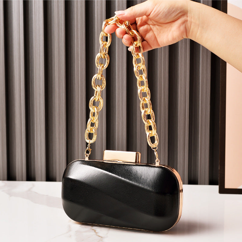 Sier Shiny Surface Leather Party Chain Evening Bags