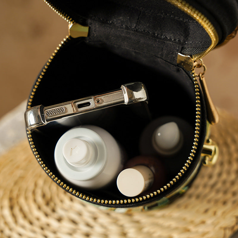 Classic Comfortable Embroidered Zipper Ancient Style Bucket Bags