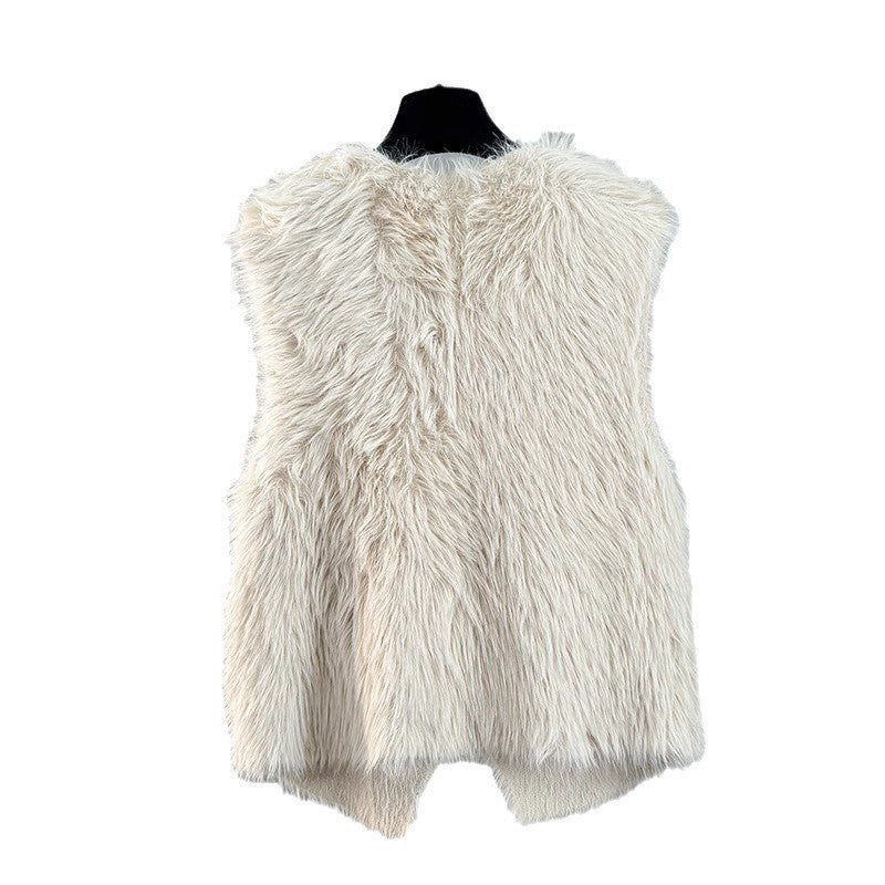 Women's Knitted Artificial Mink Fur Loose Outer Wear Women's Vest
