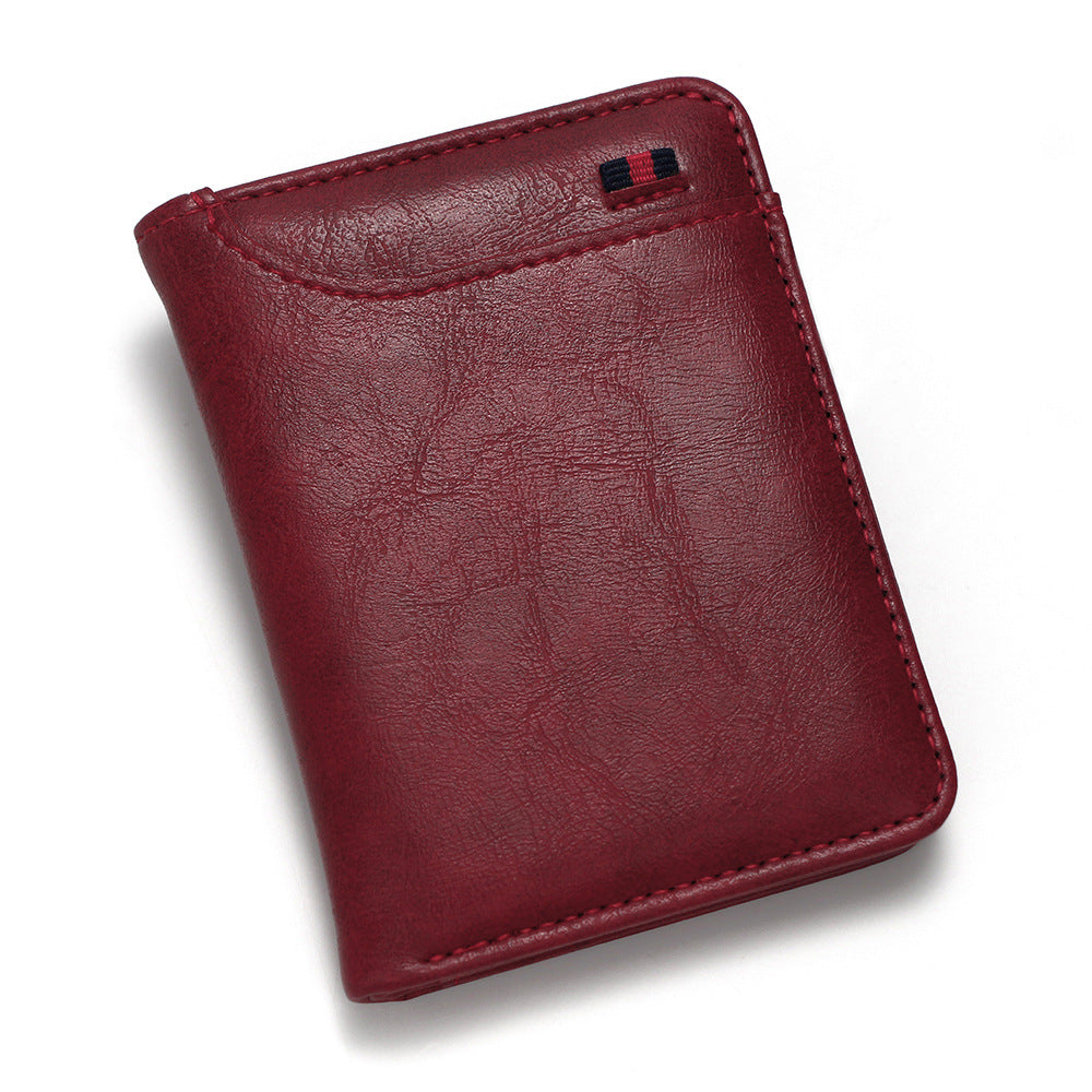 Men's Short Retro Two-fold Multiple Slots Oil Card Holder