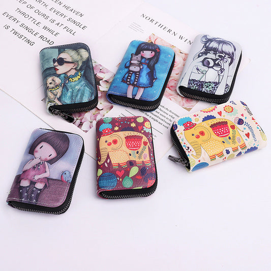 Women's Character Printing Creative Intention Large Capacity Card Holder