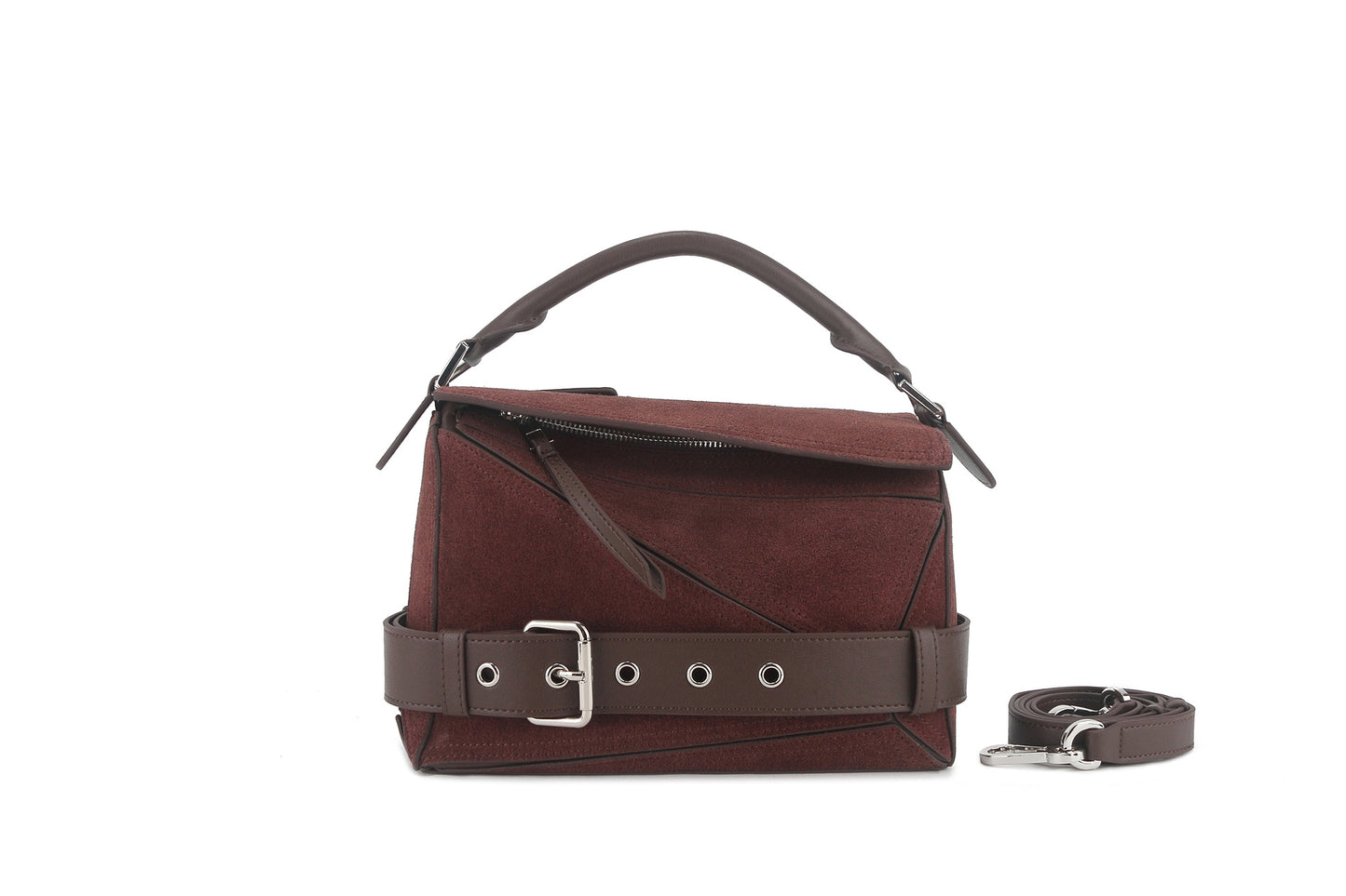 Women's & Men's & Geometric Motorcycle Leather Suede Portable Handbags