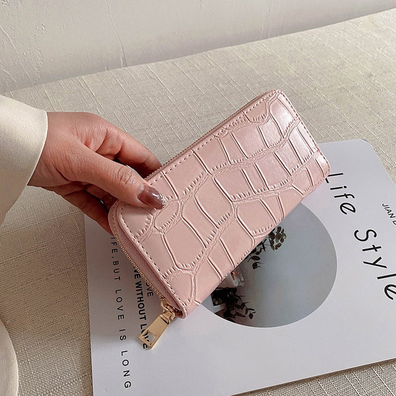 Women's Leather Embossed Pattern Clutch Mid-length Multiple Ladies Wallets