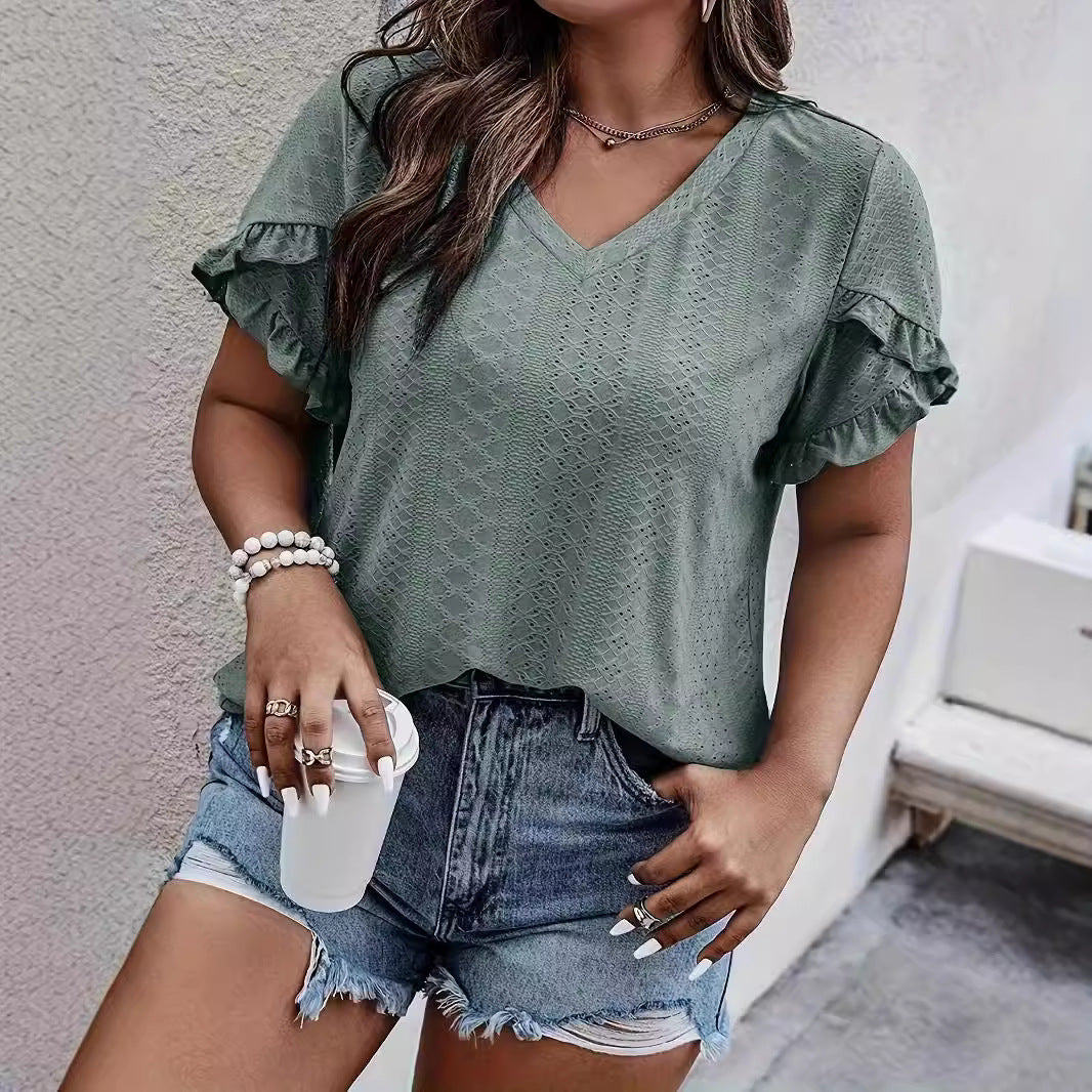 Women's Autumn Ruffled Sleeves What Comfortable For Women's T-shirt