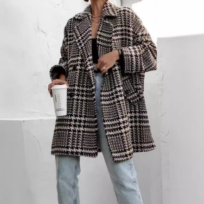 Unique Woolen With Lining Thickened Plaid Coats