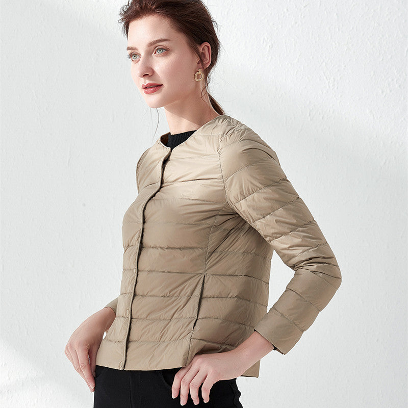 Women's Neck Slim Fit Large Collarless Long Jackets