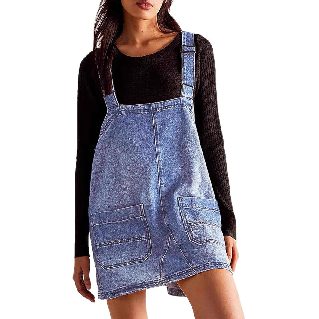 Women's Sleeveless Dress Slimming Adjustable Pocket Suspender Vests