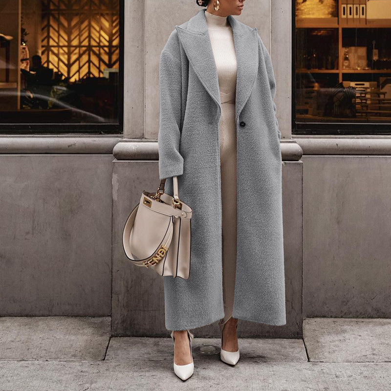 Women's Graceful Warm Long-sleeved Lapel Plush Tops