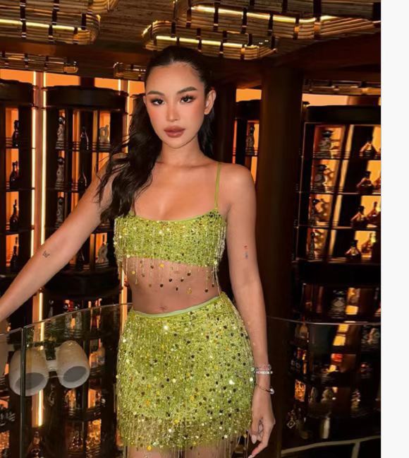 Fashionable Pure Desire Tassel Suspender Mid-length Dresses