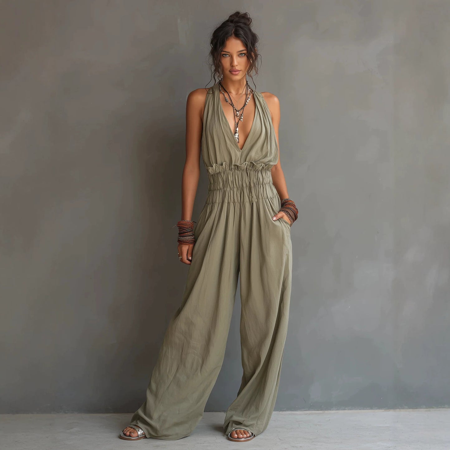 Women's Summer French Beach Vacation Afternoon Tea Women's Jumpsuit/clothing
