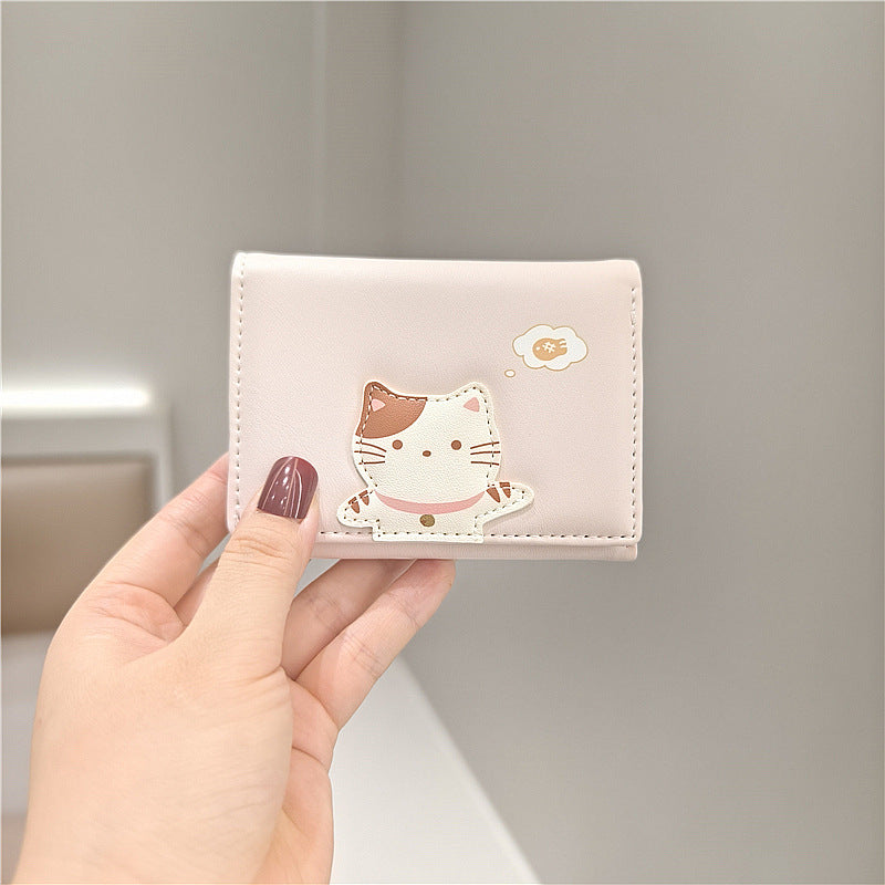 Women's Korean Style Patchwork Cute Cat Mini Ladies Wallets
