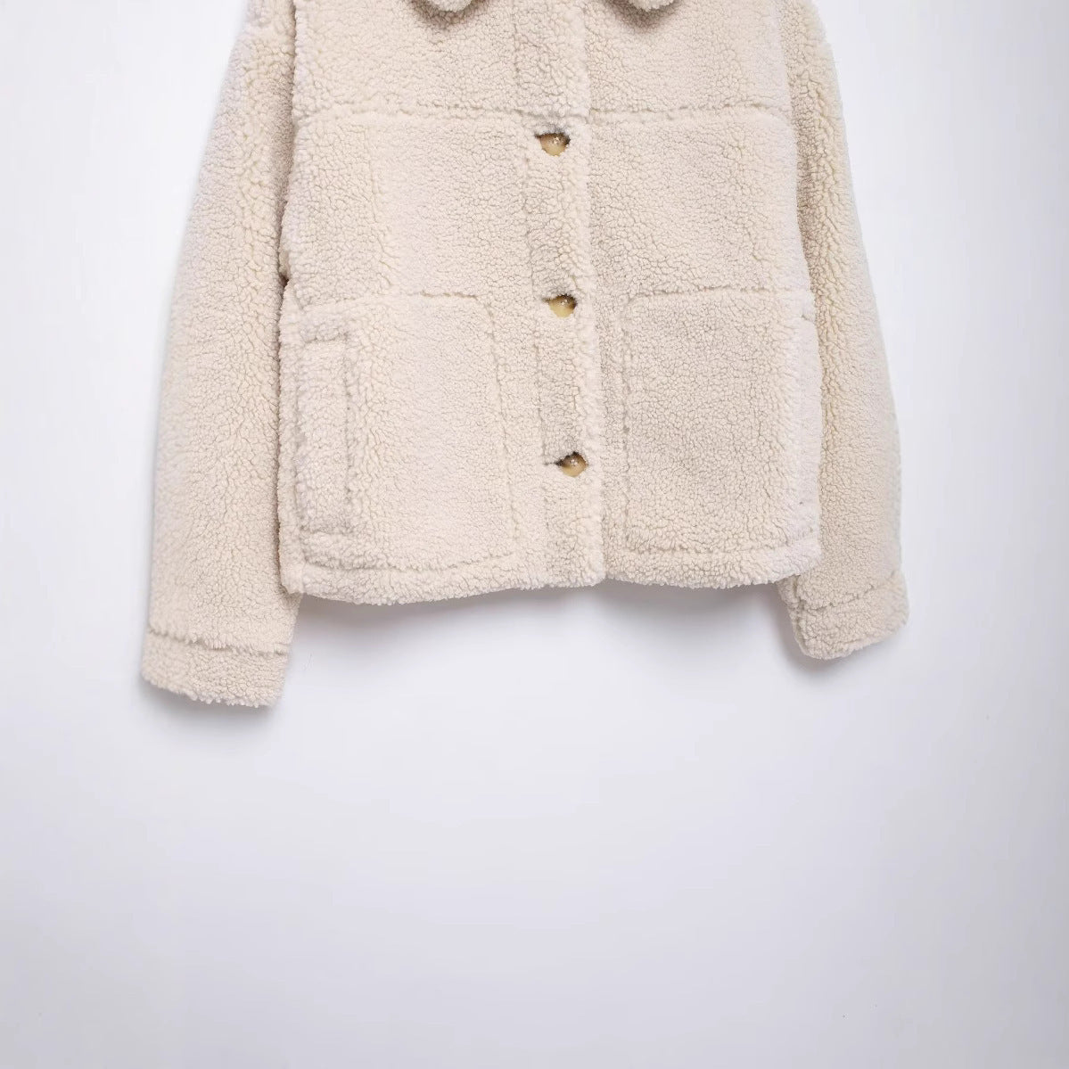 Women's Fleece Loose Solid Color Lapel Jackets