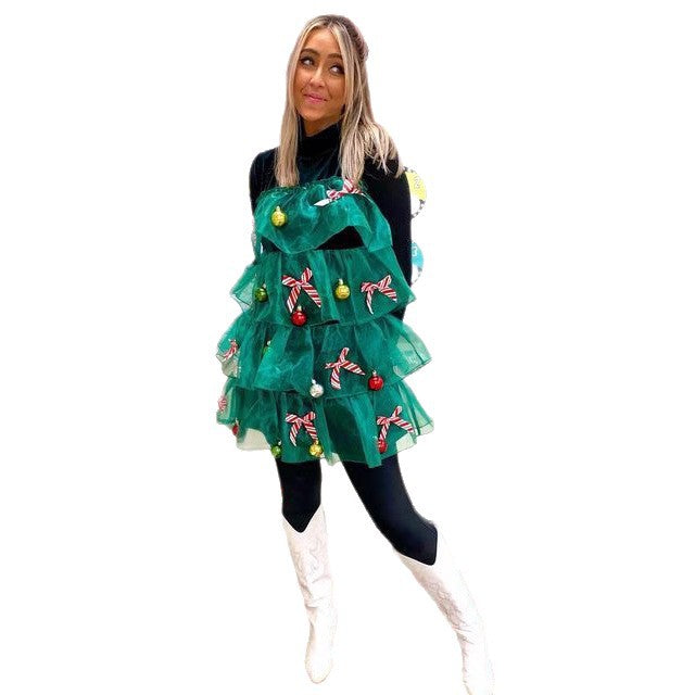 Christmas Green Tree Performance Party Dress Costumes