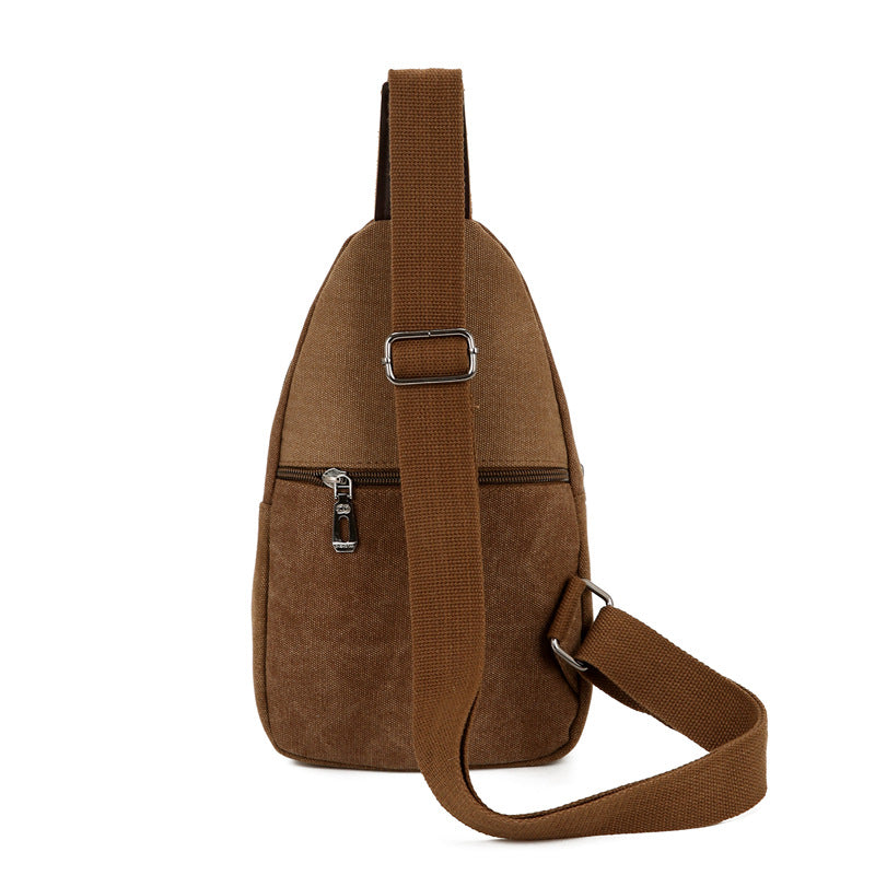 Men's Retro Canvas Fashion Stitching Practical Men's Chest Bags