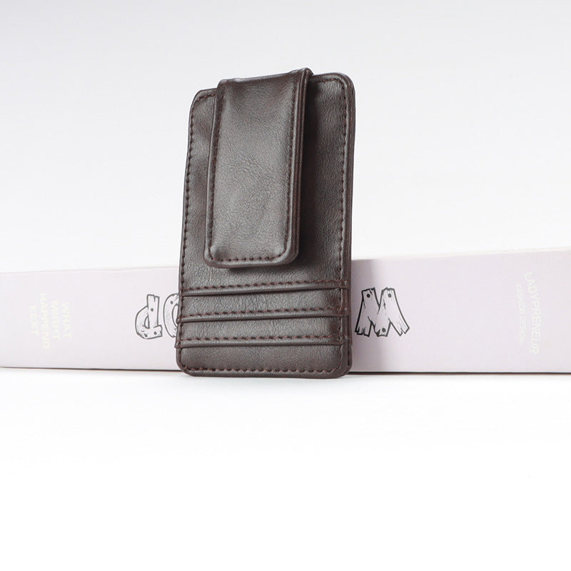 Men's Leather Lightweight Multiple Slots Magnet Retro Card Holder
