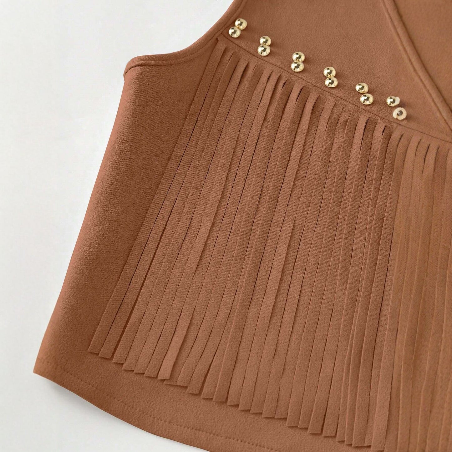 Women's Retro Country American Style Western Rivet Tassel Suede Sleeveless Vests