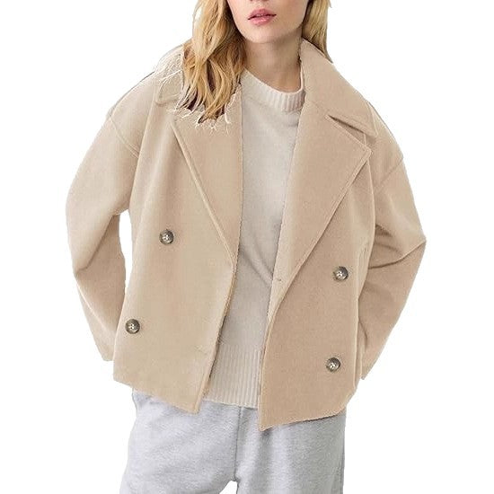Women's Large Lapel Woolen Padded Long Sleeve Coats