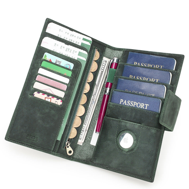 Angel Retro Crazy Horse Leather Genuine Passport Alarm Id Package