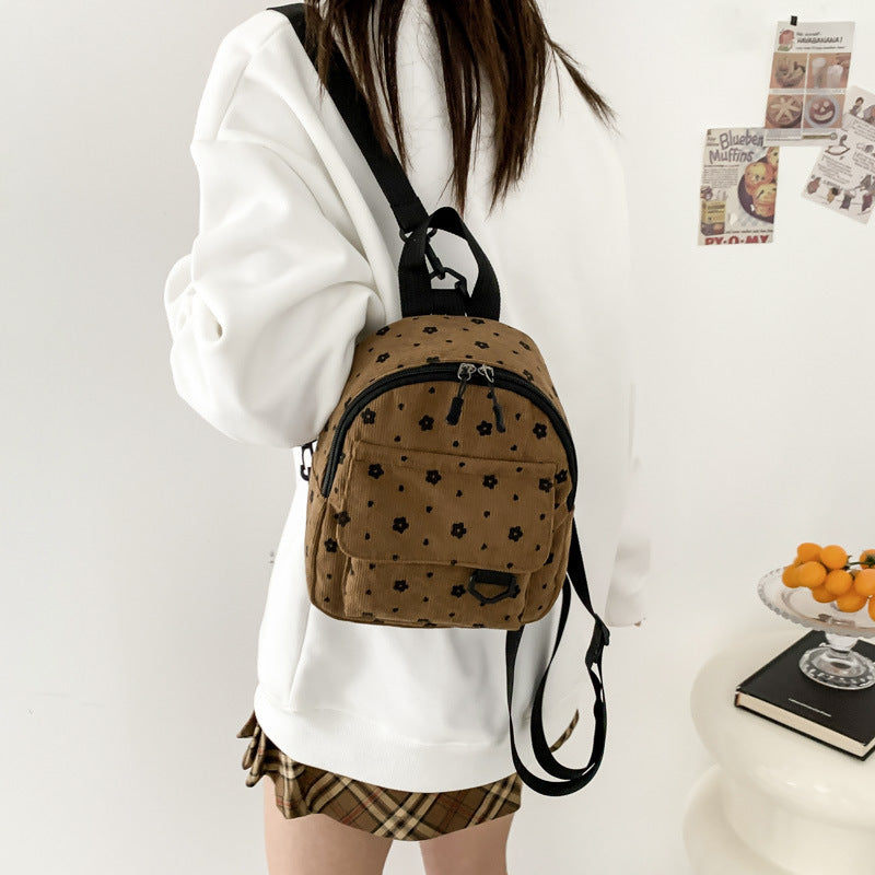 Beautiful Cool Corduroy Cute Female Soft Backpacks