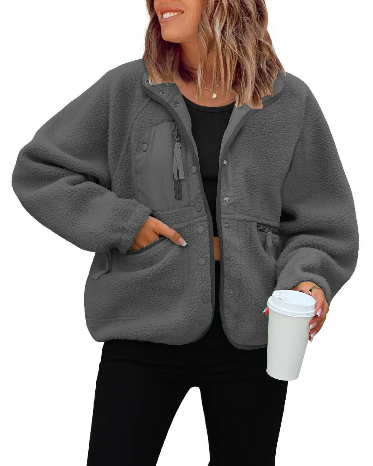 Women's Slouchy Polar Fleece Sports Leisure Tops