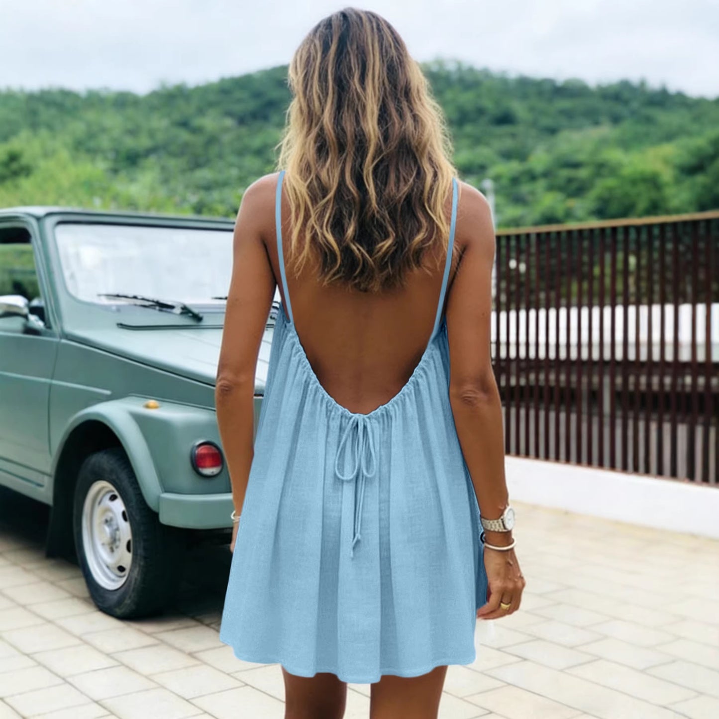 Women's Strap Backless Loose Summer Casual Fashion Dress
