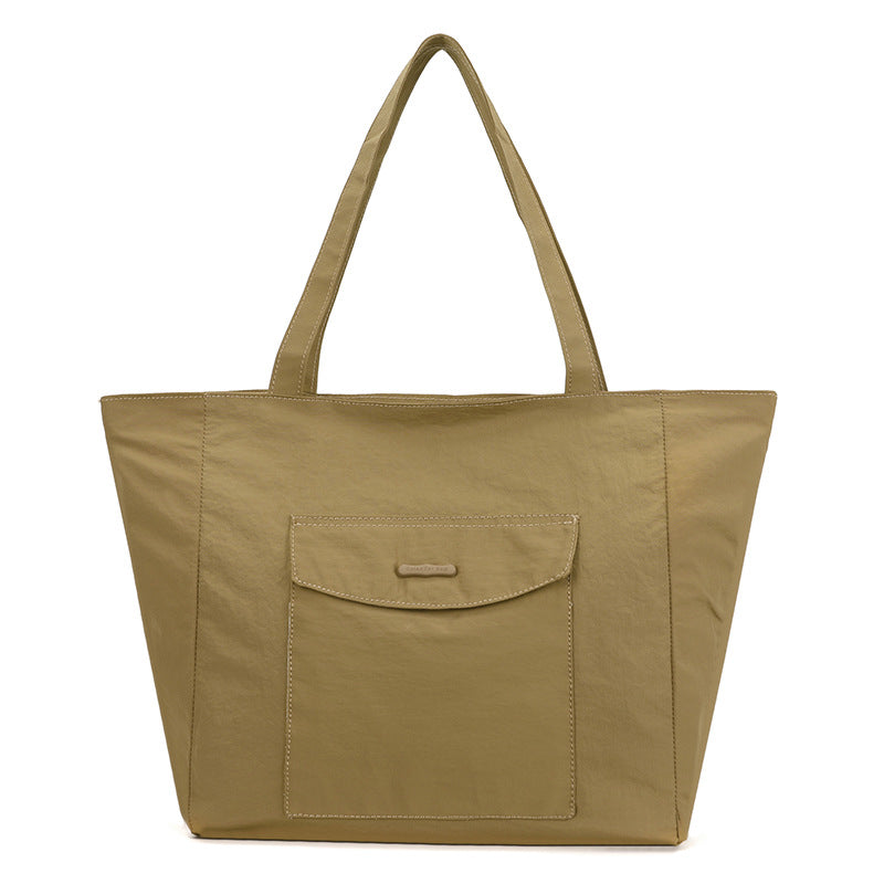 Simple Solid Color Large Capacity Commuter Tote Bags