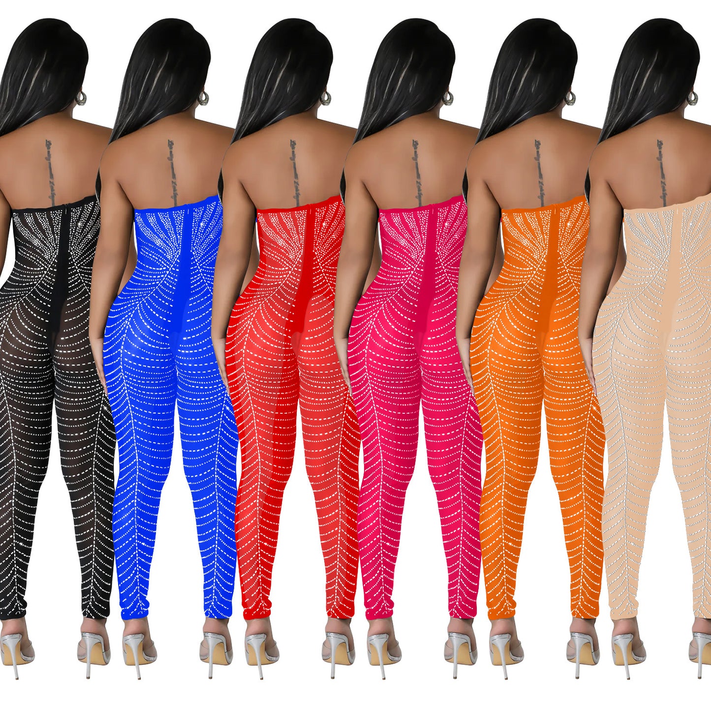 Women's Fashion Wear Solid Color Sexy Mesh Hot Suits