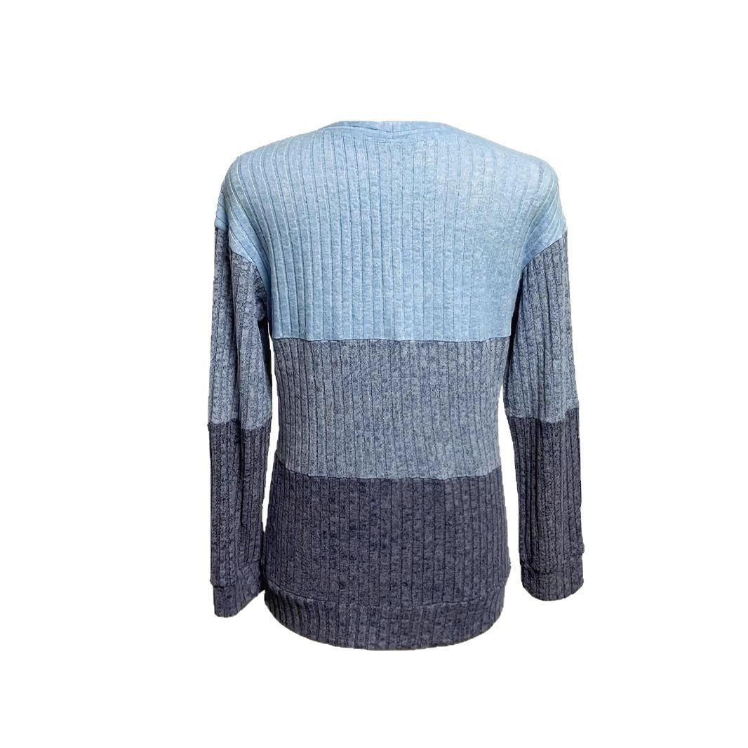 Women's Winter Zipper Color Contrast Patchwork Stand Collar Women's Sweater, Sweater