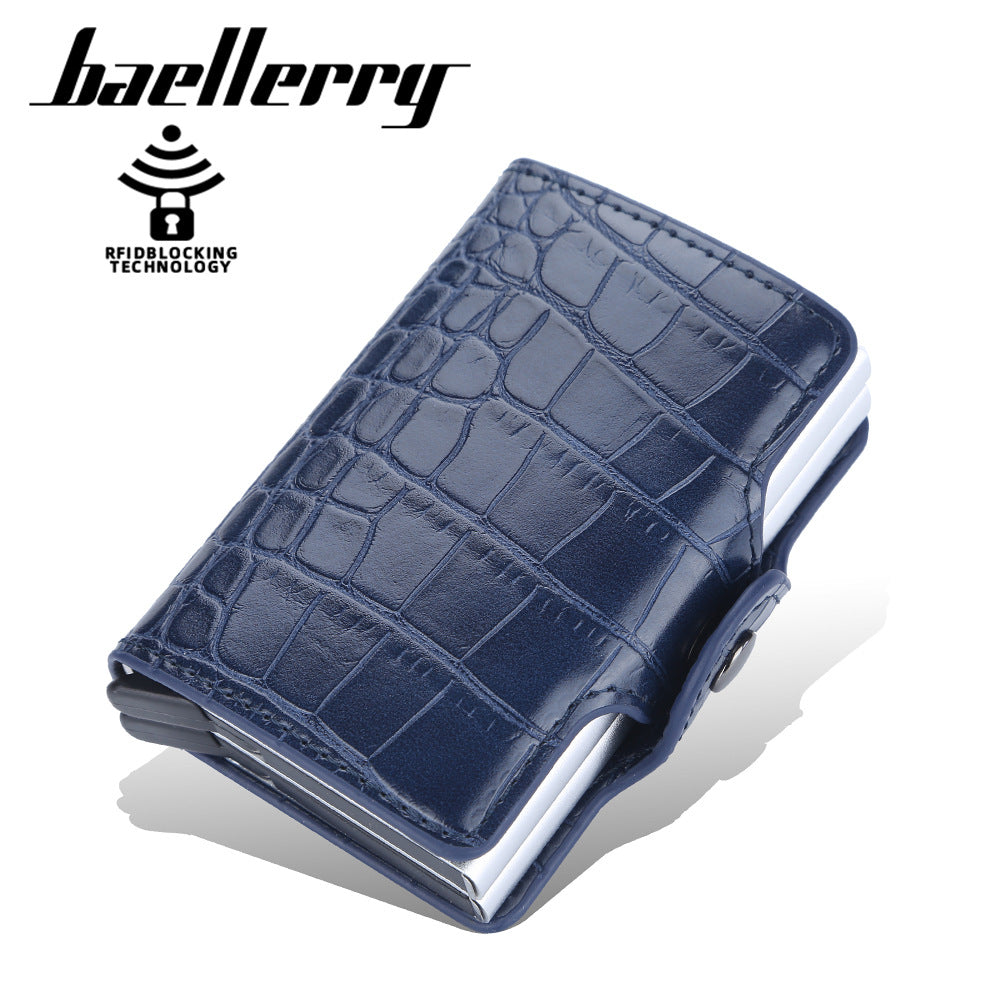 Men's Pattern For Short Aluminum Box Theft Automatic Card Holder