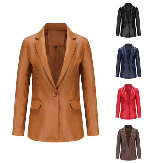 Women's Single Button Commute Leisure Solid Color Blazers