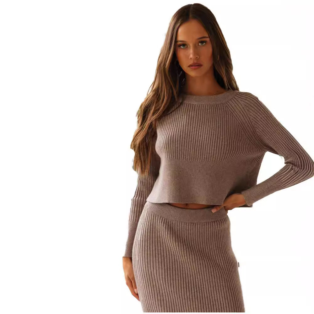 Dress Knitted Slit Hemline At Hem Sweaters