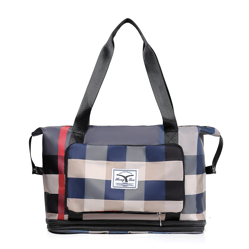 Wet Separation Fashion Plaid Short-distance Portable Travel Bags
