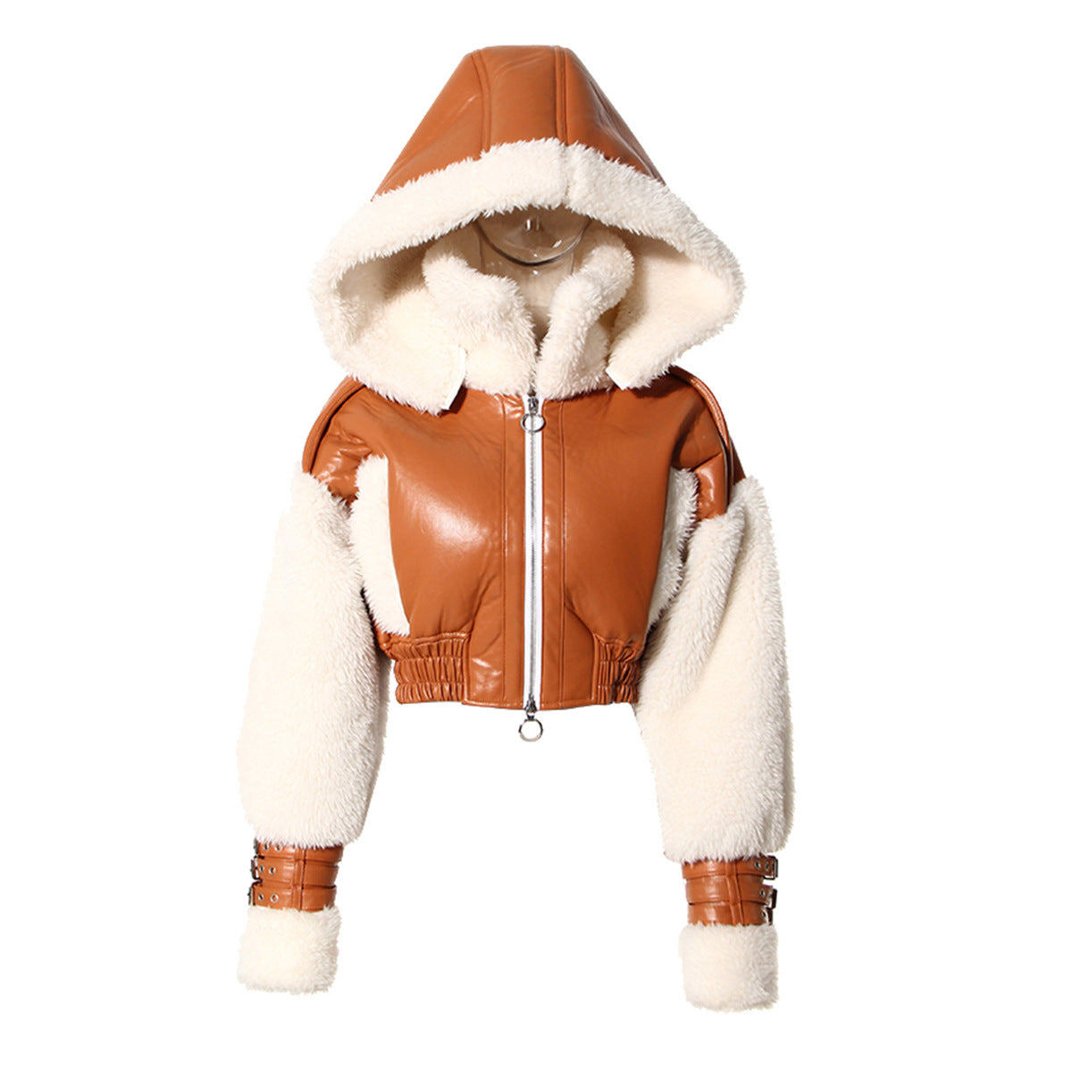 Women's One-piece Lamb Winter American Retro Patchwork Coats