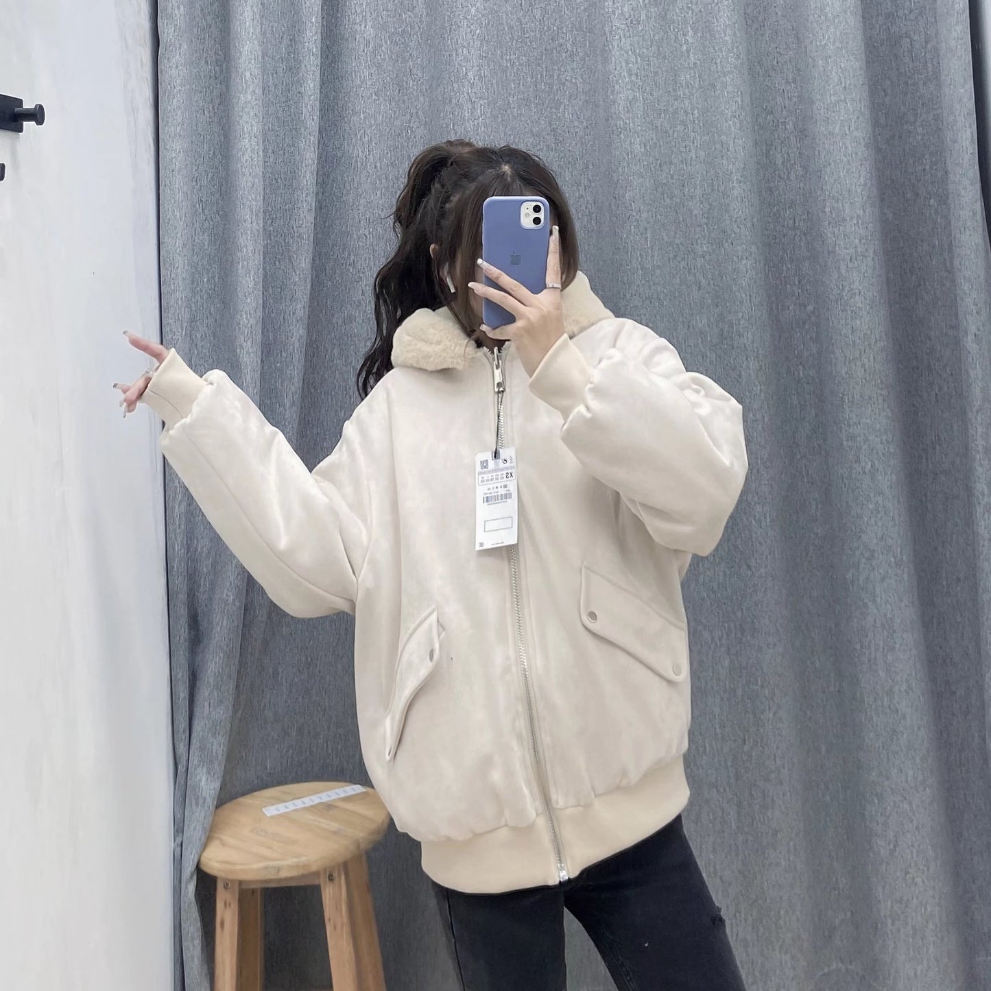 Women's Hooded Reversible Artificial Fur Effect Thick Coats