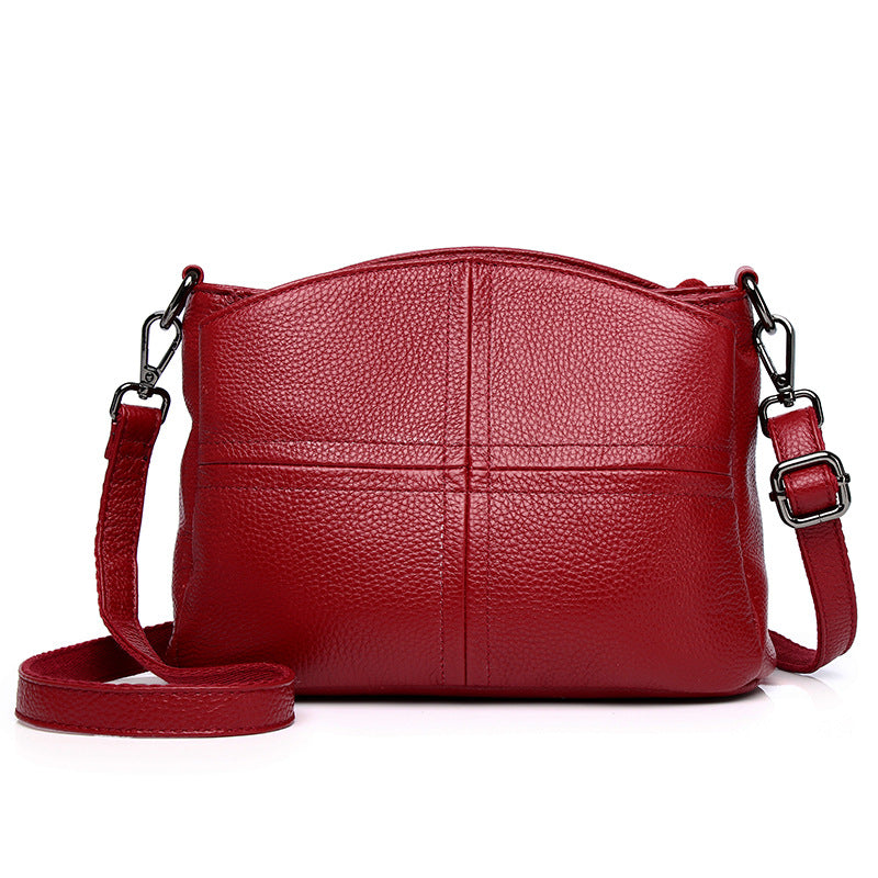 Women's First Layer Cowhide Stitching Soft Leather Bags