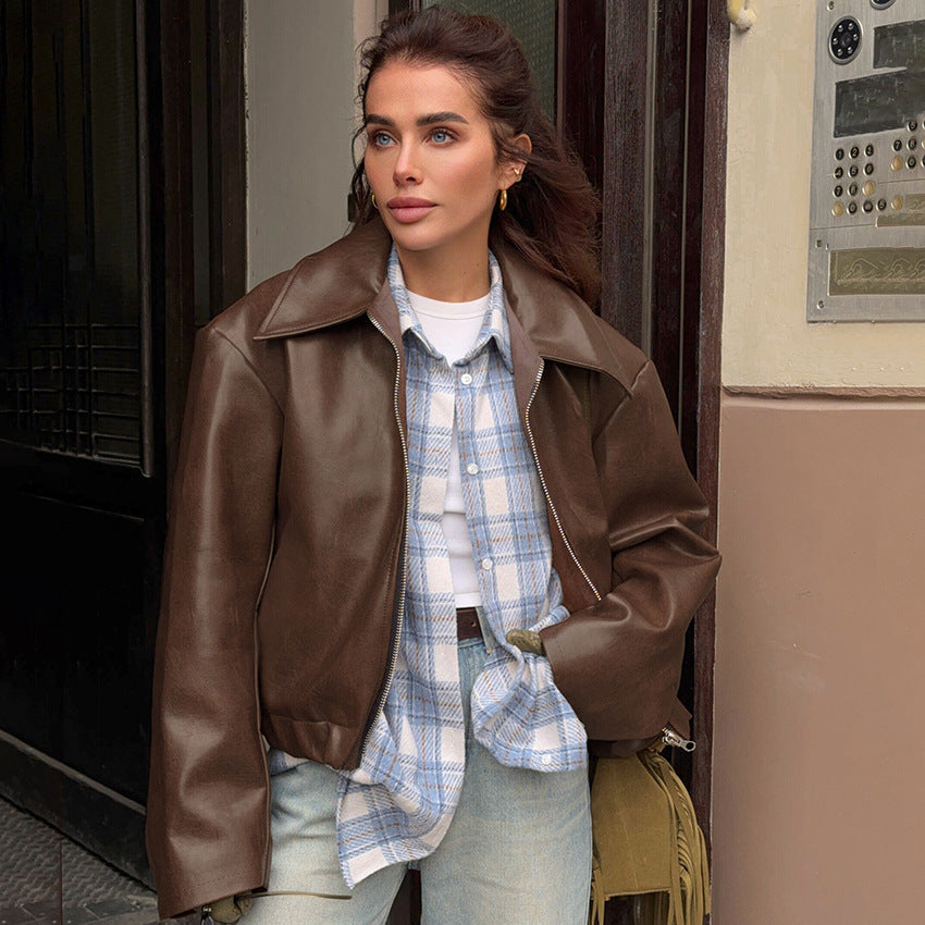 Women's Angola Red Leather Motorcycle Girly Fashion Jackets