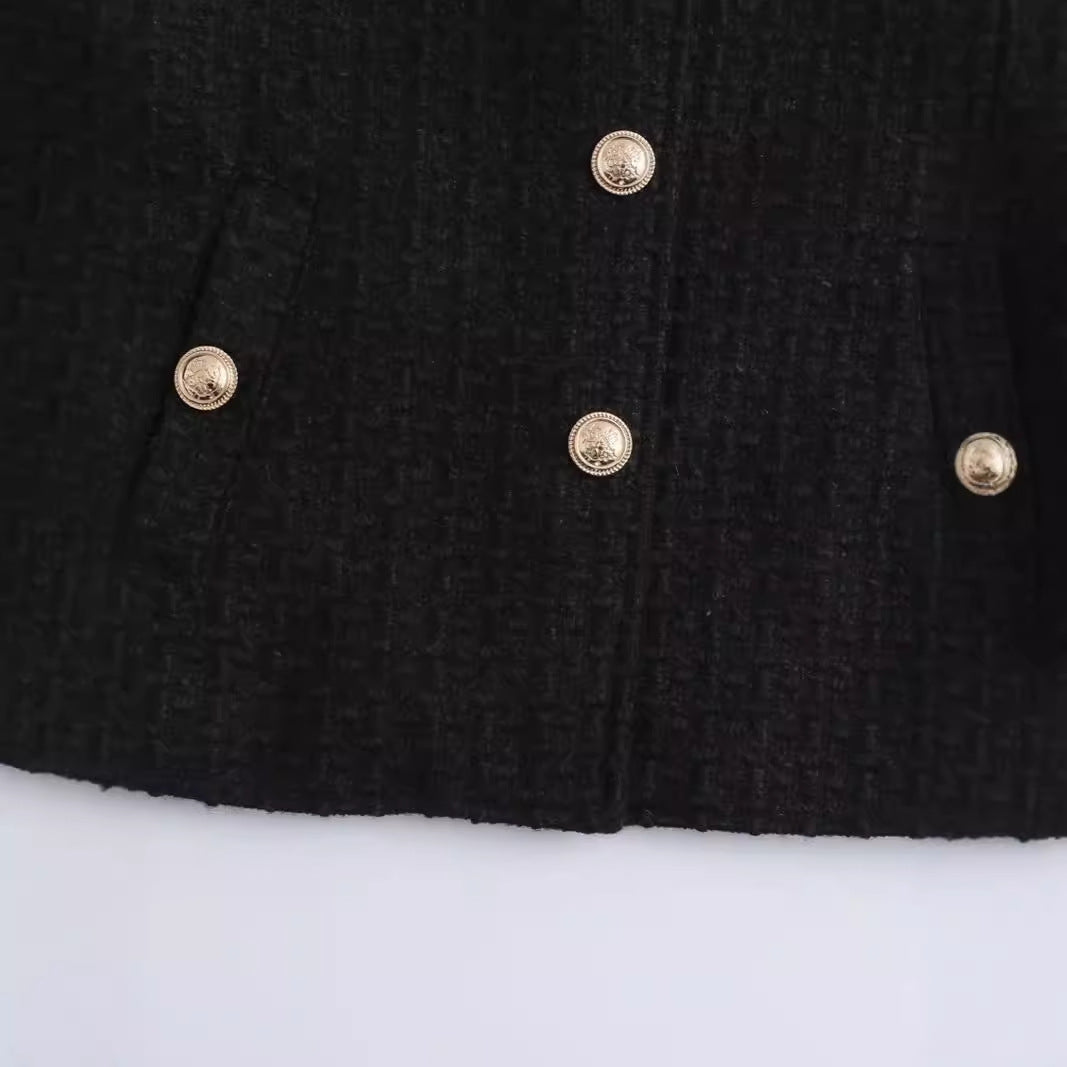 Women's Texture Autumn Versatile Round Neck Jackets