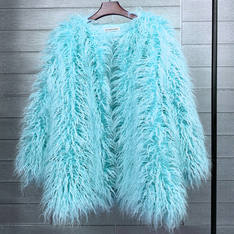 Women's Fur Faux Korean Style Solid Color Coats
